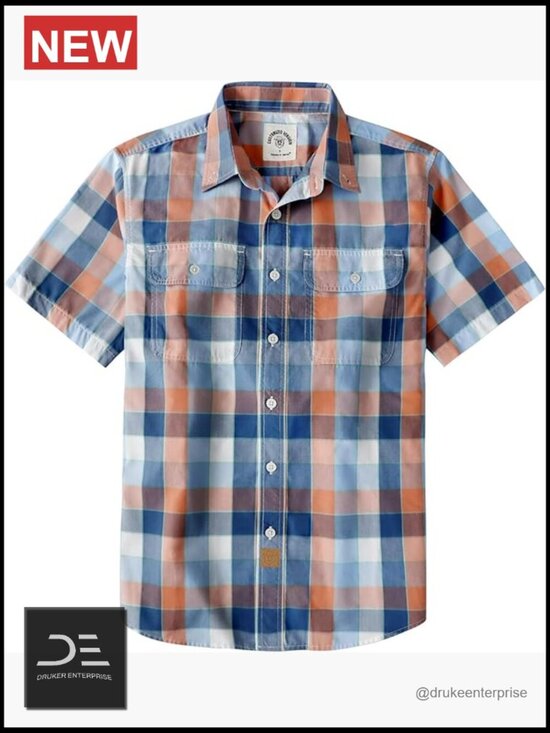 Other - Men's Short Sleeve Button Down Shirt Plaid Western Style Regular Fit